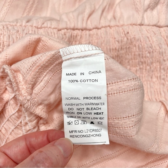 Simplee Pink Ruffle Short Sleeve Smocked Mini Dress Medium NWT - Picture 7 of 11